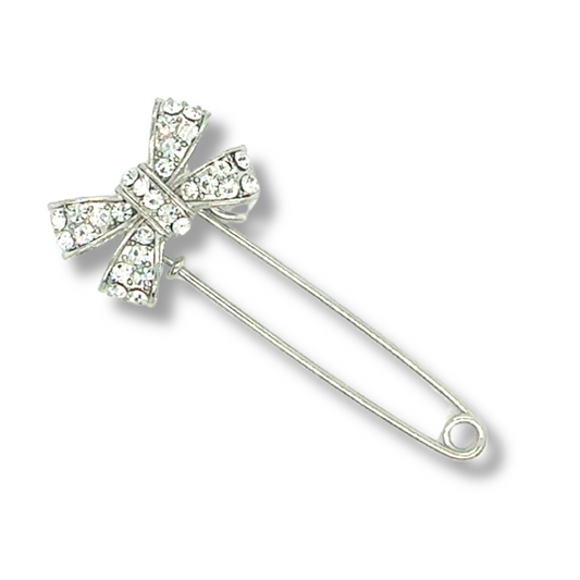 Bow Shaped Pin Brooch Rhinestone