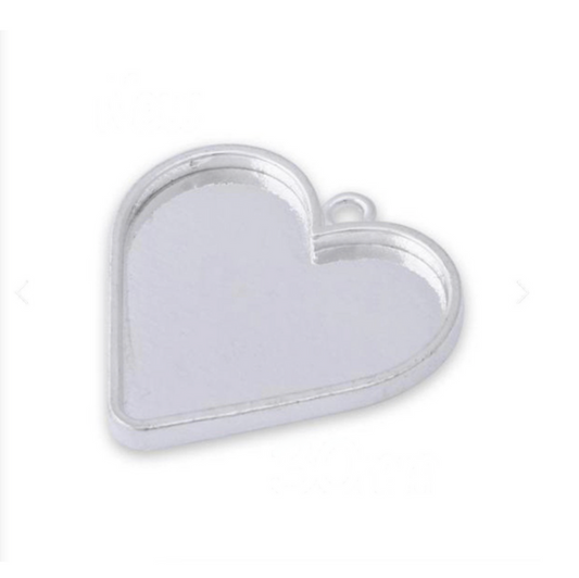 30mm Heart Deep Bezel Setting Sterling Silver Plated - Perfect Pendants Plus