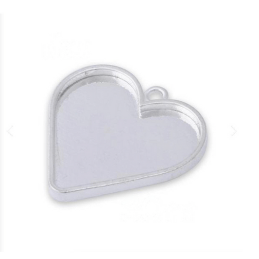 30mm Heart deep bezel setting Sterling Silver plated