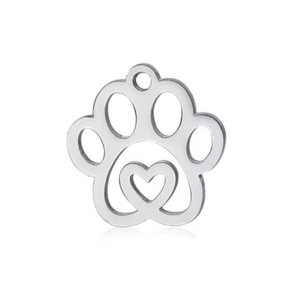 Silver Paw Print Charm Stainless Steel - Perfect Pendants Plus