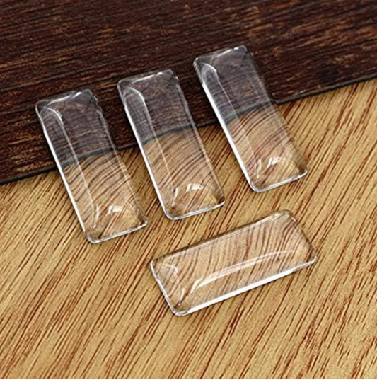 10x25mm Rectangle Glass Clear Cabochons - Perfect Pendants Plus