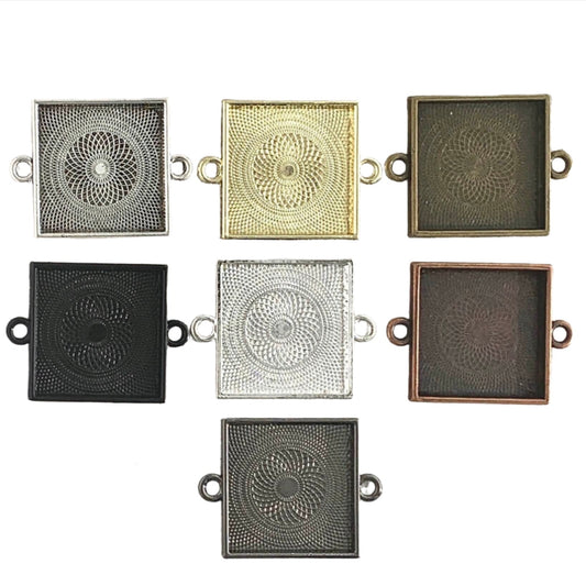 25mm Square Connector Blank Pendant 1 inch - Perfect Pendants Plus
