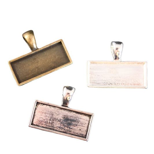 10x25mm Horizontal Rectangle Bezels for Photos, Pendant Trays - Perfect Pendants Plus