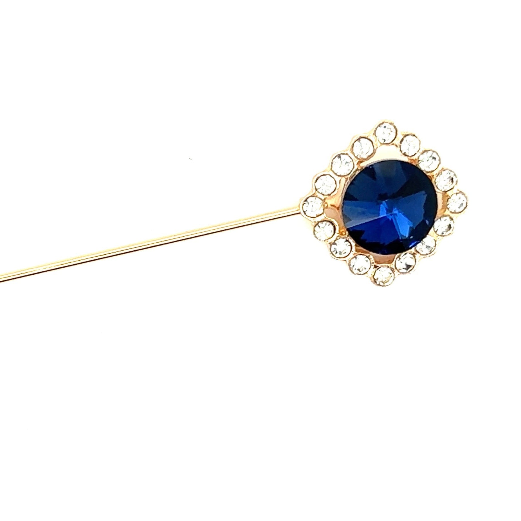 Something Blue Rhinestone Pin Gold Lapel Pin - Perfect Pendants Plus