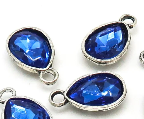 Something Blue Teardrop Rhinestone Charm - Perfect Pendants Plus