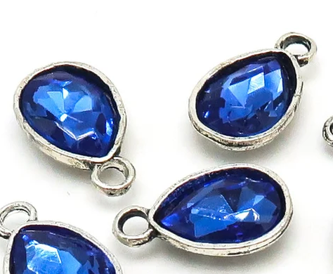 Something Blue Teardrop Rhinestone Charm