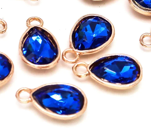 Something Blue Teardrop Rhinestone Charm - Perfect Pendants Plus