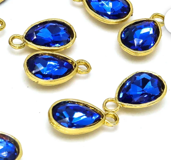 Something Blue Teardrop Rhinestone Charm - Perfect Pendants Plus