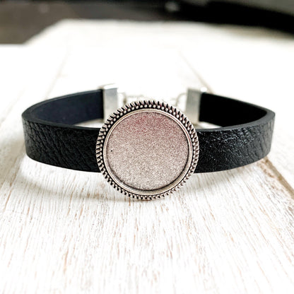 Leather Bracelet Making Kit and Glass Makes Complete Bracelet - Round - Perfect Pendants Plus