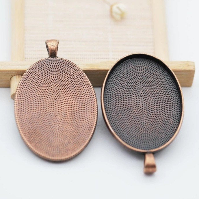 30x40mm Large Oval Blank Cameo Setting Pendant Trays - Perfect Pendants Plus
