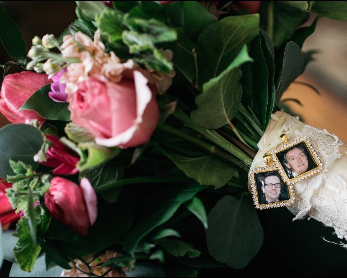 Rhinestone Square Wedding Bouquet Photo Pendant - Perfect Pendants Plus