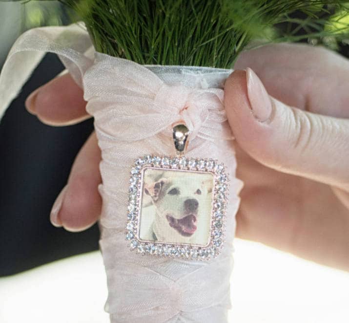 Rhinestone Square Wedding Bouquet Photo Pendant - Perfect Pendants Plus