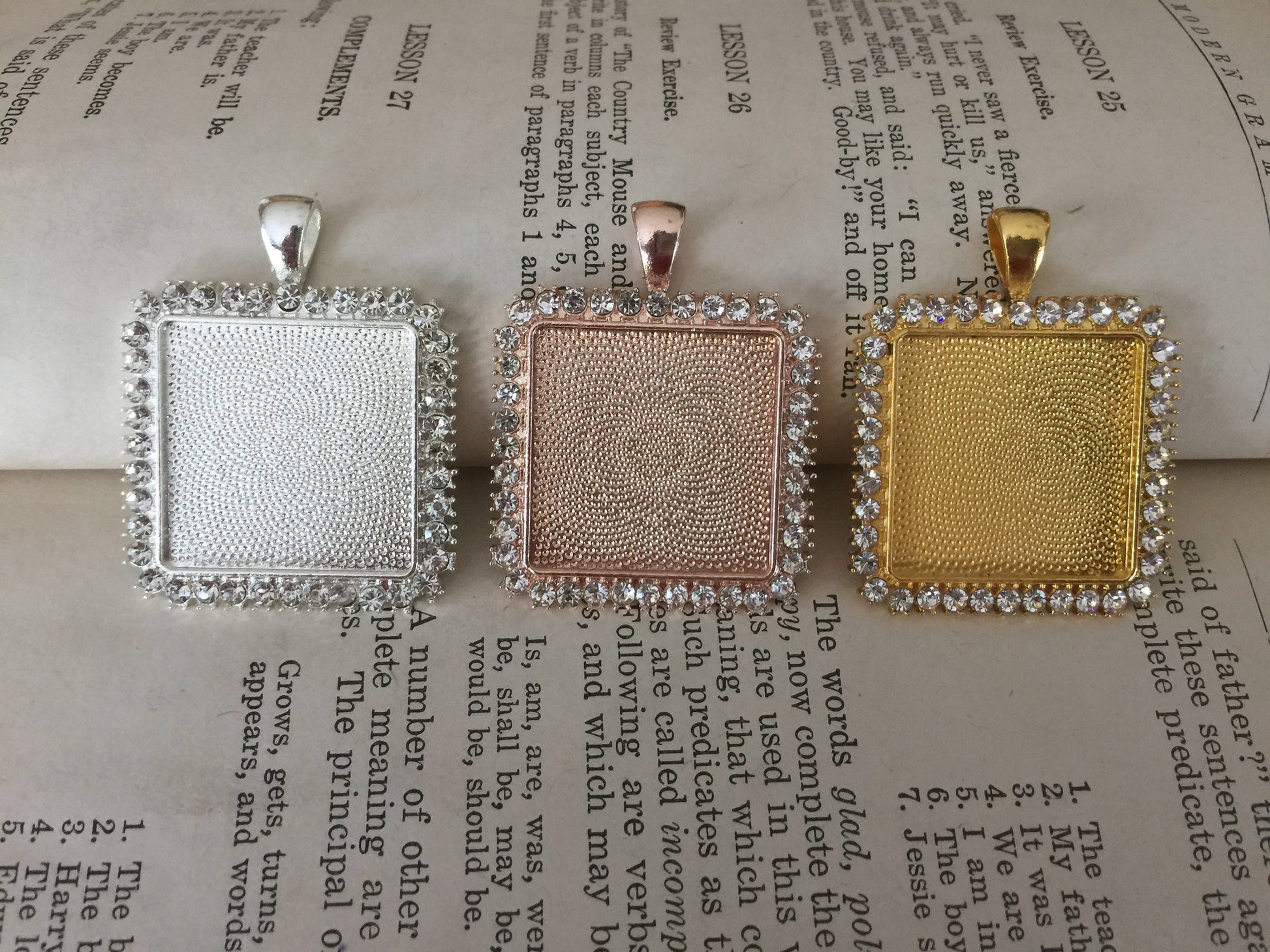Rhinestone Square Wedding Bouquet Photo Pendant - Perfect Pendants Plus