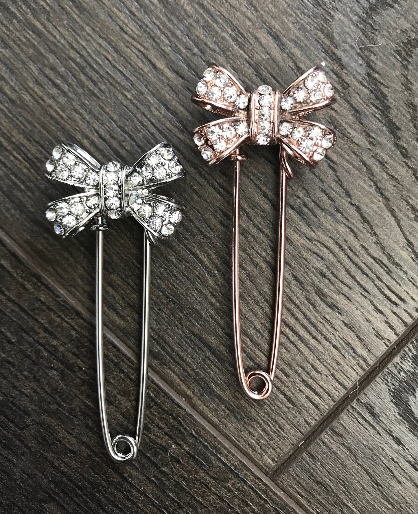 Bow Shaped Pin Brooch Rhinestone - Perfect Pendants Plus