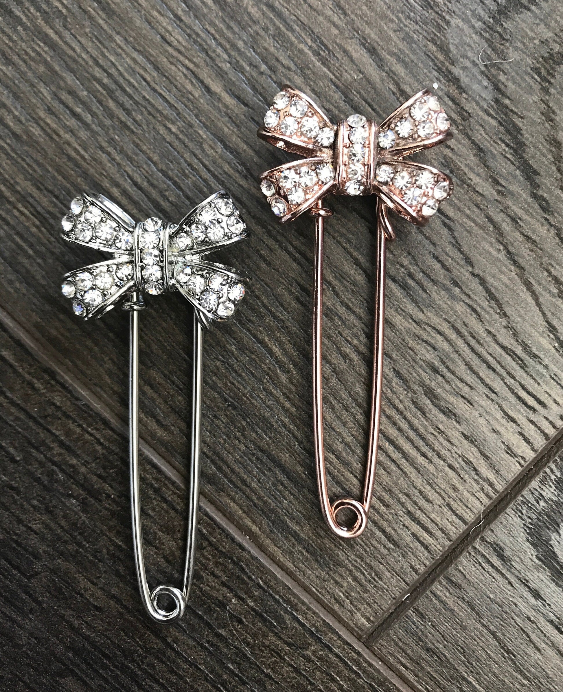 Bow Shaped Pin Brooch Rhinestone - Perfect Pendants Plus