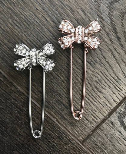 Bow Shaped Pin Brooch Rhinestone - Perfect Pendants Plus