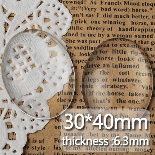 30x40mm Oval Glass Clear Domed Cabochon - Perfect Pendants Plus