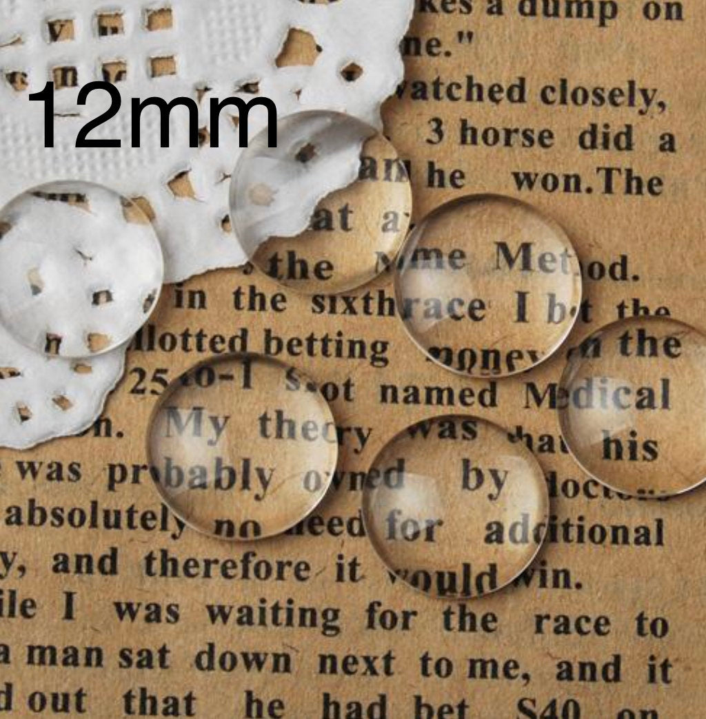 12mm Round Glass Domed For Pendants, Magnets or Mosaics - Perfect Pendants Plus
