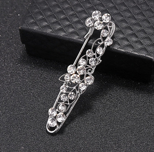 Beautiful Silver Rhinestone Brooch Pin Vintage Inspired - Perfect Pendants Plus