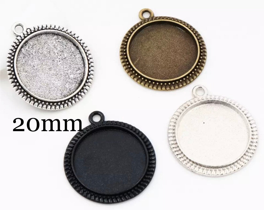 20mm Round Beaded Edge Bezels Jewelry Making Charms - Perfect Pendants Plus