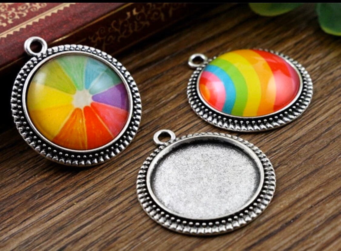 20mm Round Beaded Edge Bezels Jewelry Making Charms - Perfect Pendants Plus