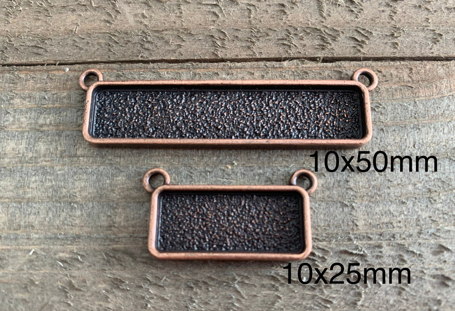 6 - Connector Rectangle horizontal setting necklace - Photo Pendant base 50 mm x 10mm customizable blank Settings - LEAD FREE