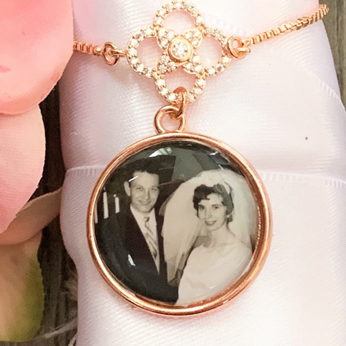 Wedding bouquet wrap and photo charm - Perfect Pendants Plus