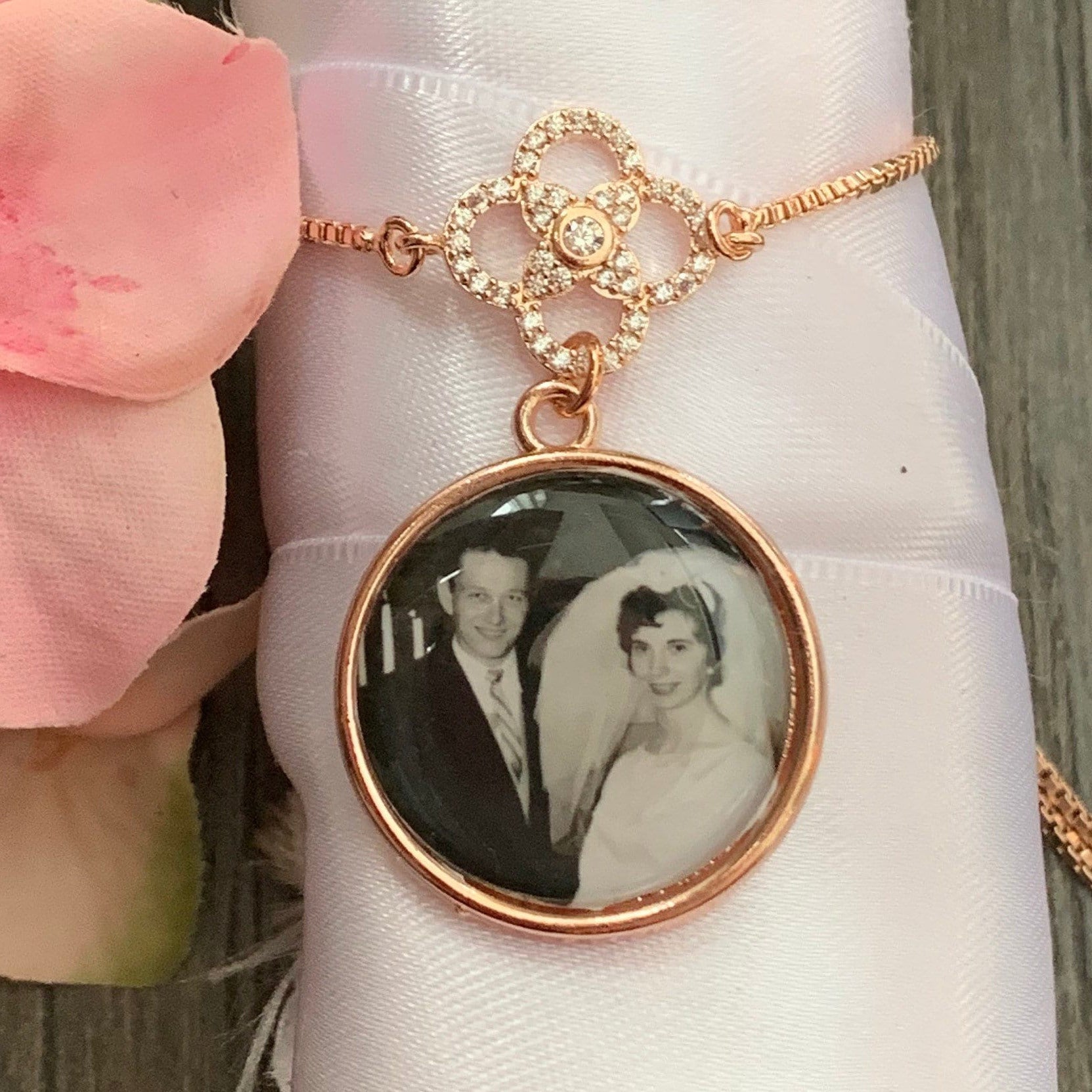 Wedding bouquet wrap and photo charm - Perfect Pendants Plus