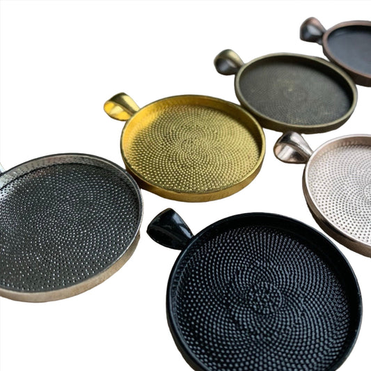 38mm LARGE Round Blank Pendant Trays