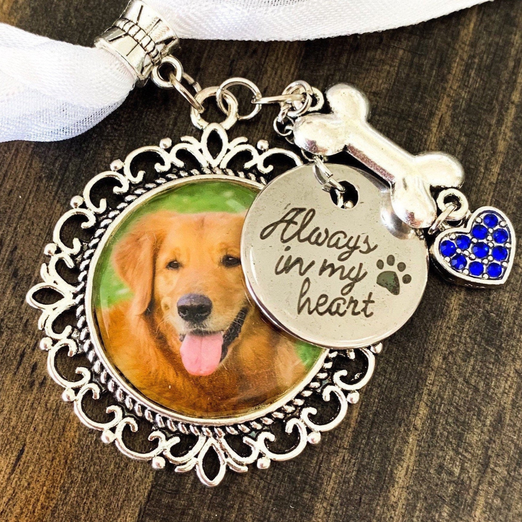Pet Memorial Photo Frame Charm Gift for Brides Wedding Bouquet - Perfect Pendants Plus