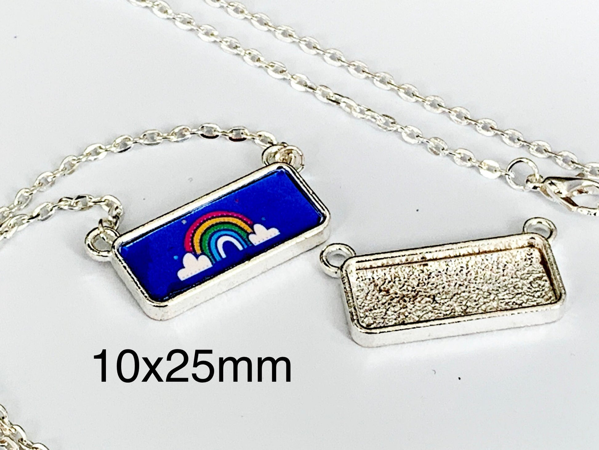 12 Pendants 10x25mm Rectangle Connectors Setting Horizontal Necklaces - Perfect Pendants Plus