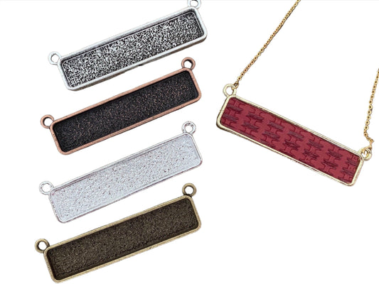 12- 10x50mm Connector Long Rectangle Horizontal Setting 2 Inches - Perfect Pendants Plus