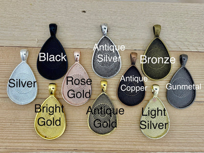 20x30mm Teardrop Shaped Necklace Pendant Setting - Perfect Pendants Plus