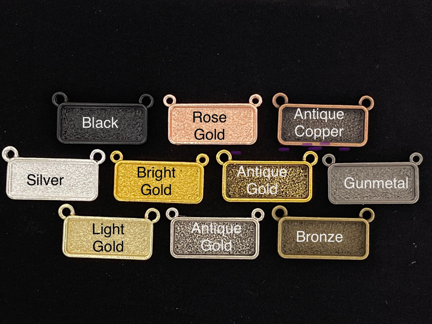 12 Pendants 10x25mm Rectangle Connectors Setting Horizontal Necklaces - Perfect Pendants Plus