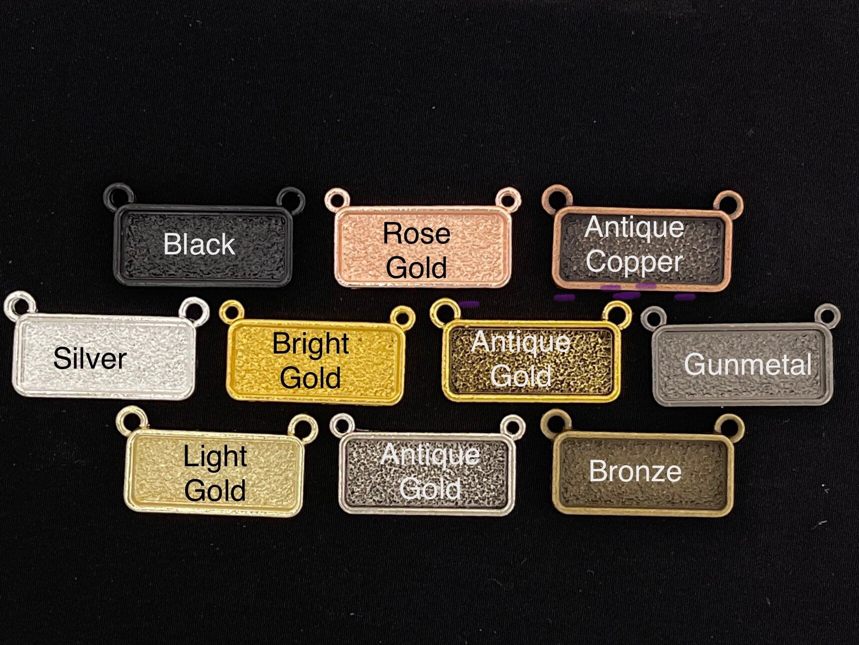 12 Pendants 10x25mm Rectangle Connectors Setting Horizontal Necklaces - Perfect Pendants Plus