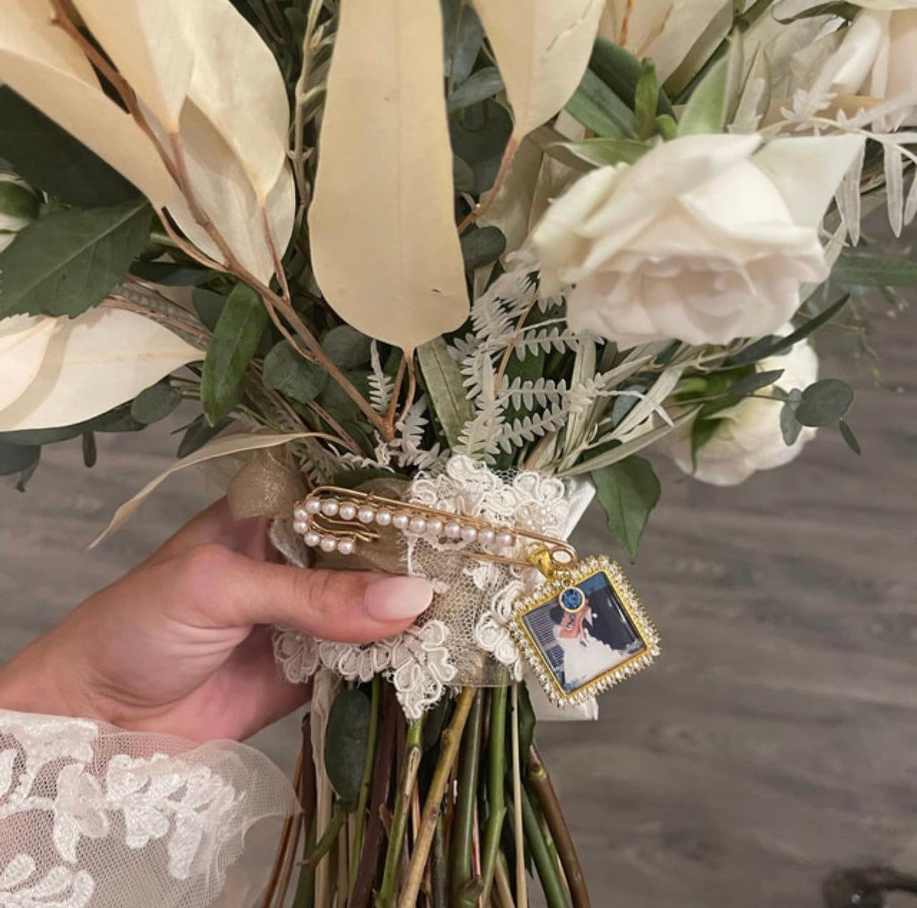DIY Brides Bouquet Charm Kit Rhinestone Memorial Photo - Perfect Pendants Plus