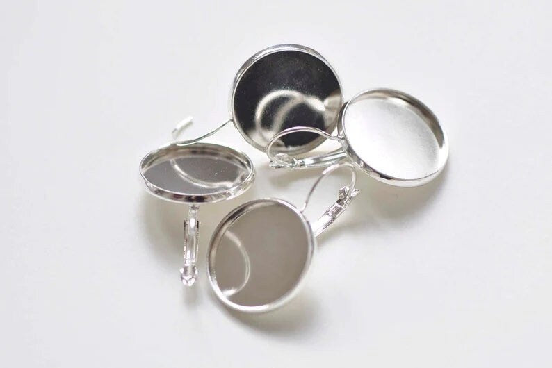 6 DIY Earring making kits - 18 mm silver or bronze Lead and Nickel free - Perfect Pendants Plus