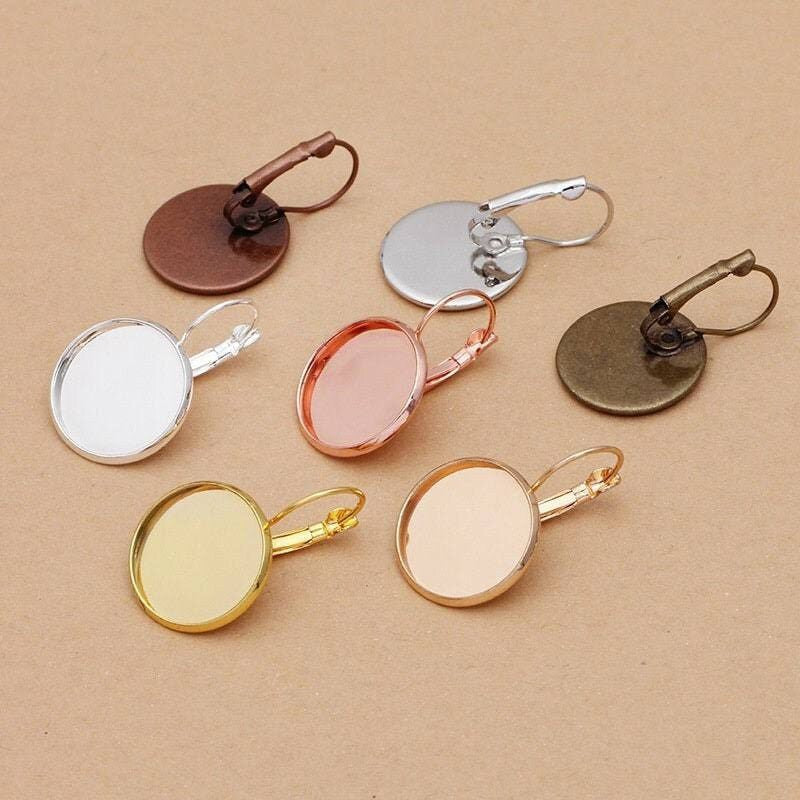 6 DIY Earring making kits - 18 mm silver or bronze Lead and Nickel free - Perfect Pendants Plus