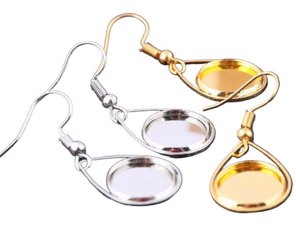 Earring Making Kits - Oval pendants, earring wires and matching glass Great Party Craft FREE shipping offer DIY jewelry