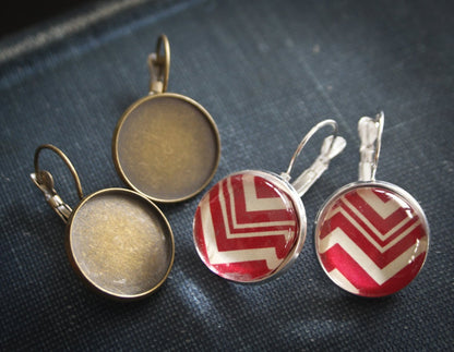 6 DIY Earring making kits - 18 mm silver or bronze Lead and Nickel free - Perfect Pendants Plus