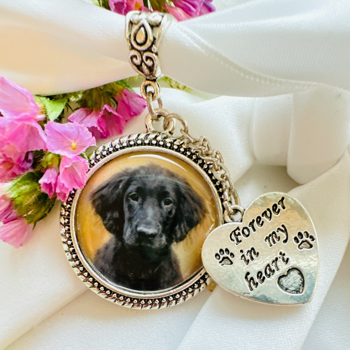 Pet Memorial Gift Photo Charm for Wedding Bouquets - Perfect Pendants Plus