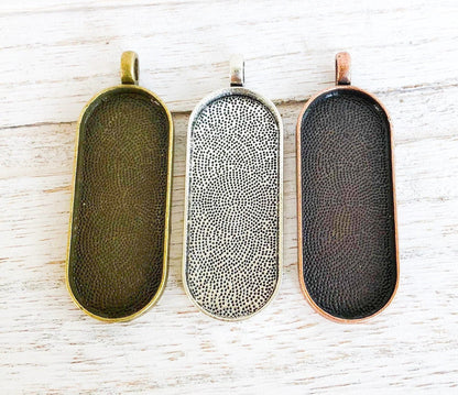 45x18mm Large Oval Necklace Blank Pendant Setting - Perfect Pendants Plus