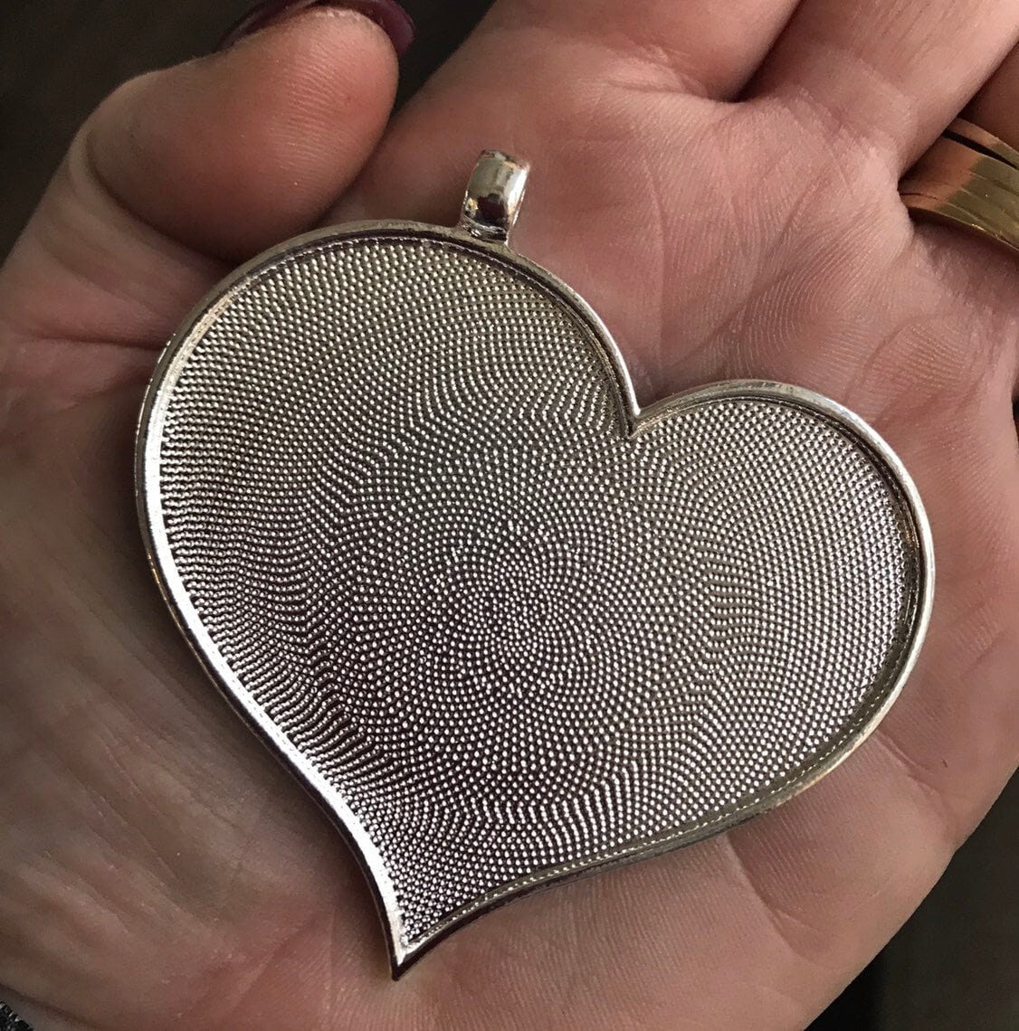 Large Heart Pendant Trays blank Silver Plated - Perfect Pendants Plus