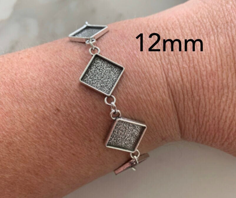 Bracelet making setting GREAT QUALITY - Makes 1 Complete Bracelet - Matching Glass Cabochon silver plated Jewelry making