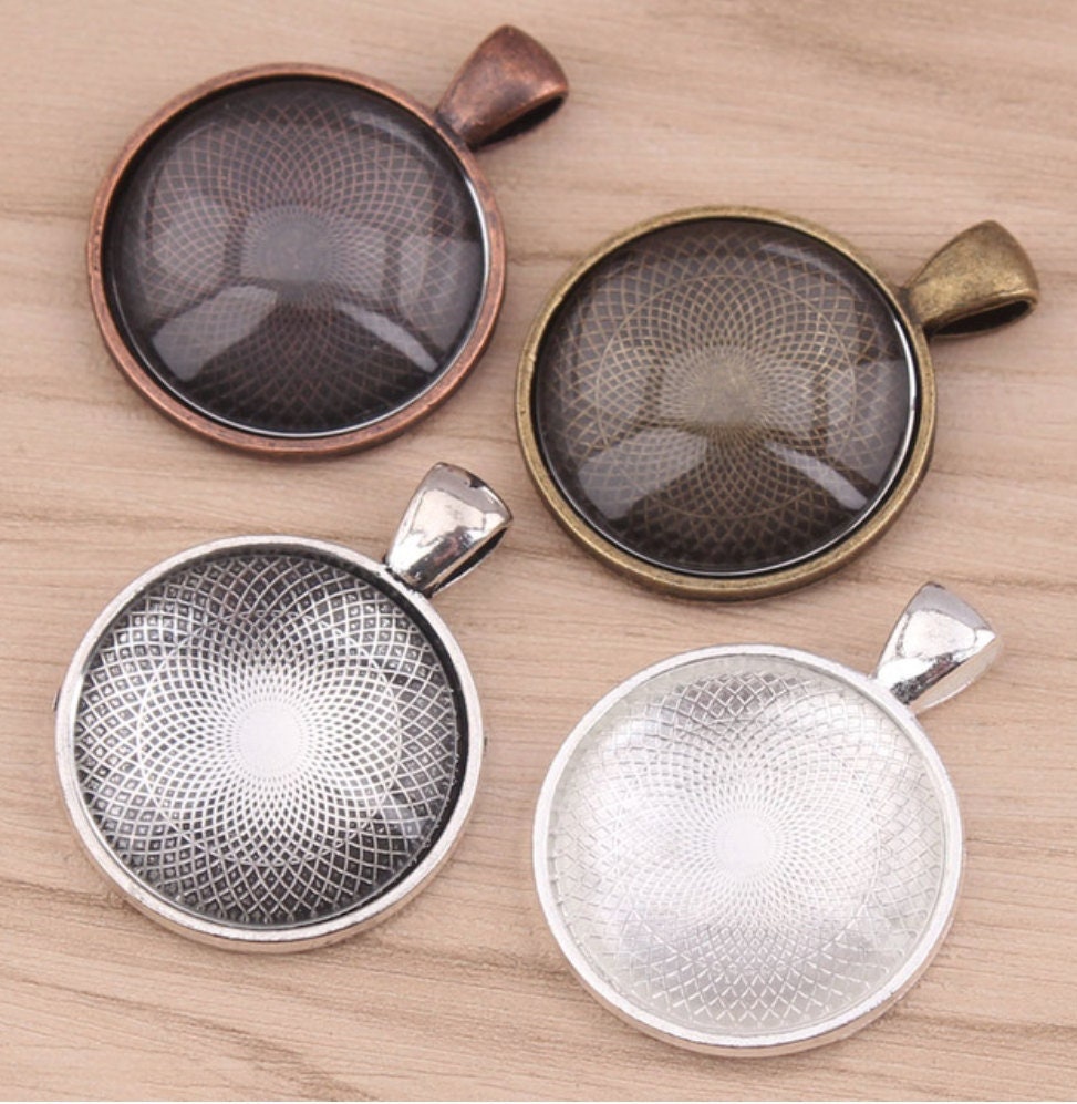25mm Double Sided Round Pendant Setting 1 inch 2-sided - Perfect Pendants Plus