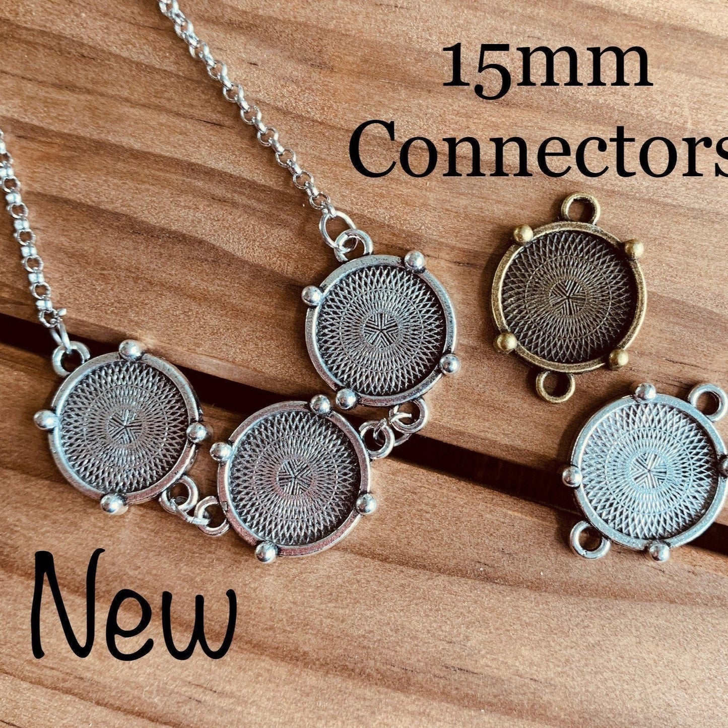 12 pendants 15mm Small Round Connector Setting - Perfect Pendants Plus