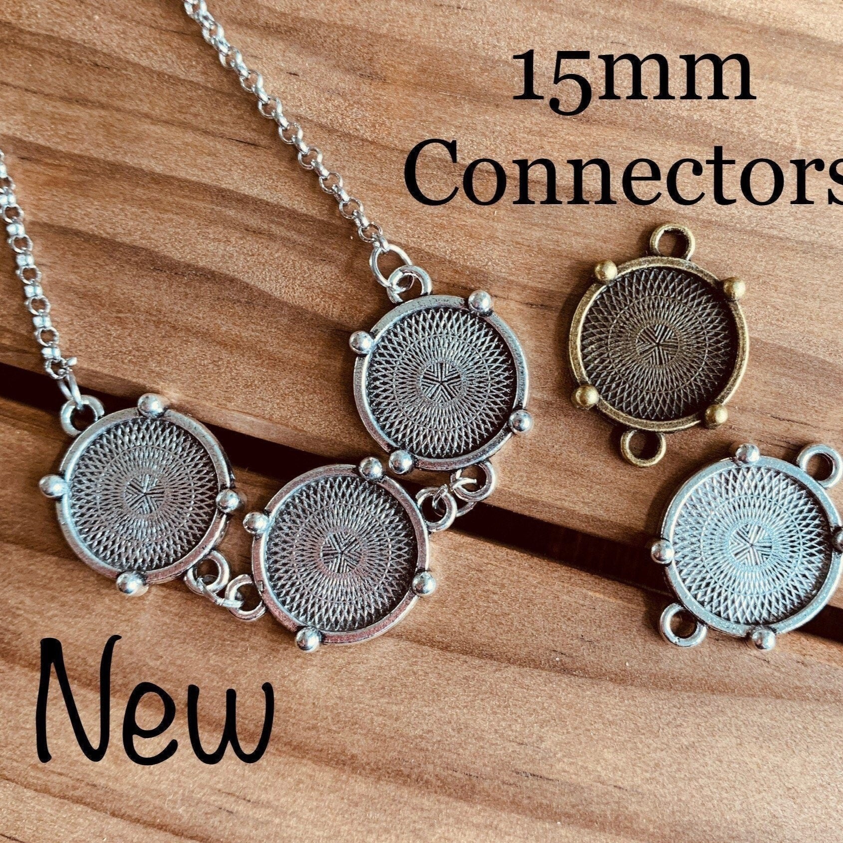 12 pendants 15mm Small Round Connector Setting - Perfect Pendants Plus