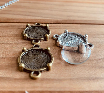 12 pendants 15mm Small Round Connector Setting - Perfect Pendants Plus