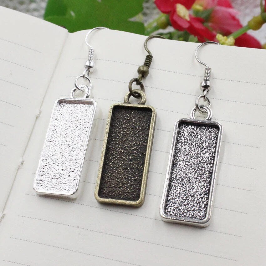 10x25mm Rectangle Vertical Earring Making Kits - Perfect Pendants Plus
