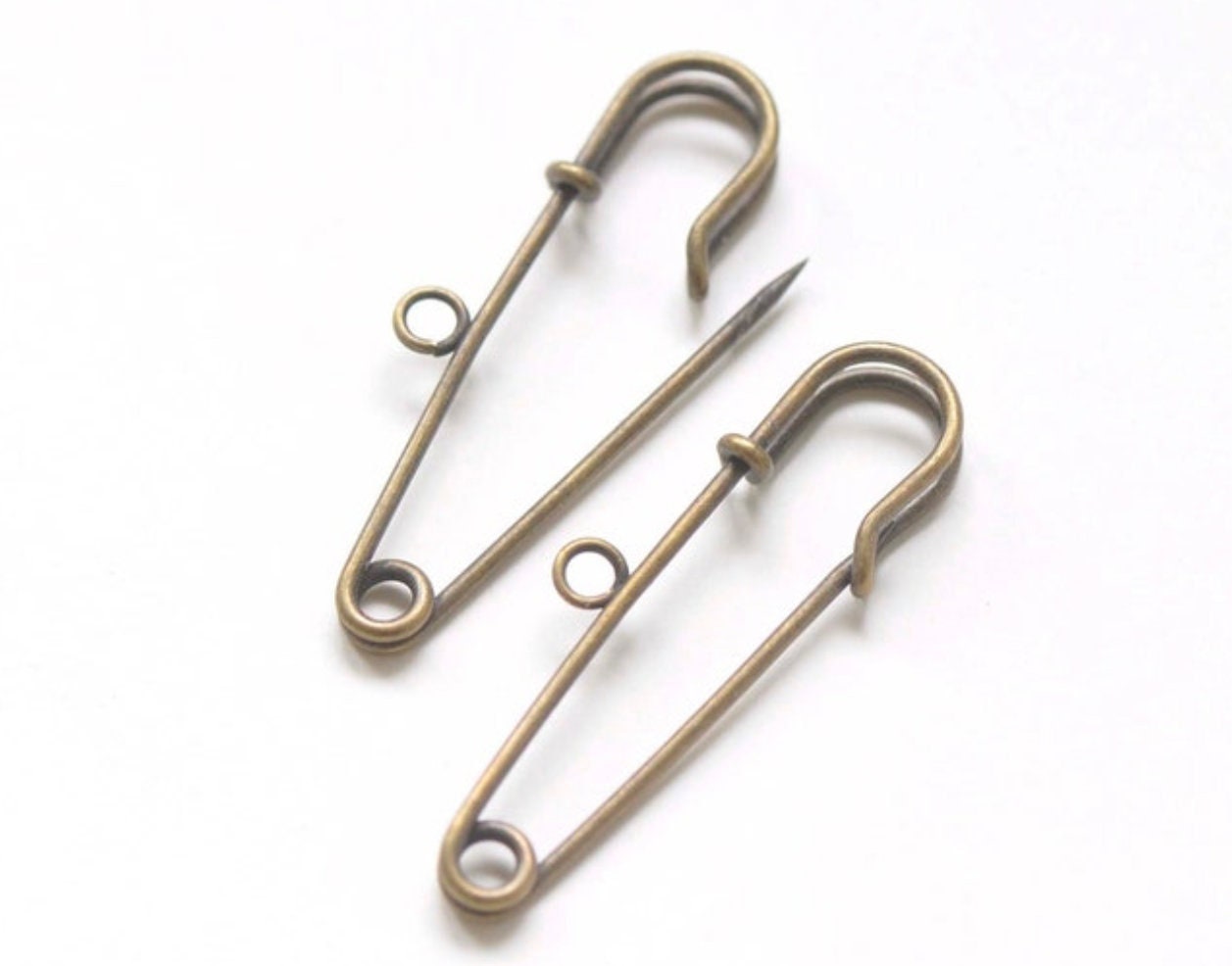 Safety Pin with loop for bouquet Memorial photo attachment Approx 2 inches Lead Nickel Free DIY jewelry making